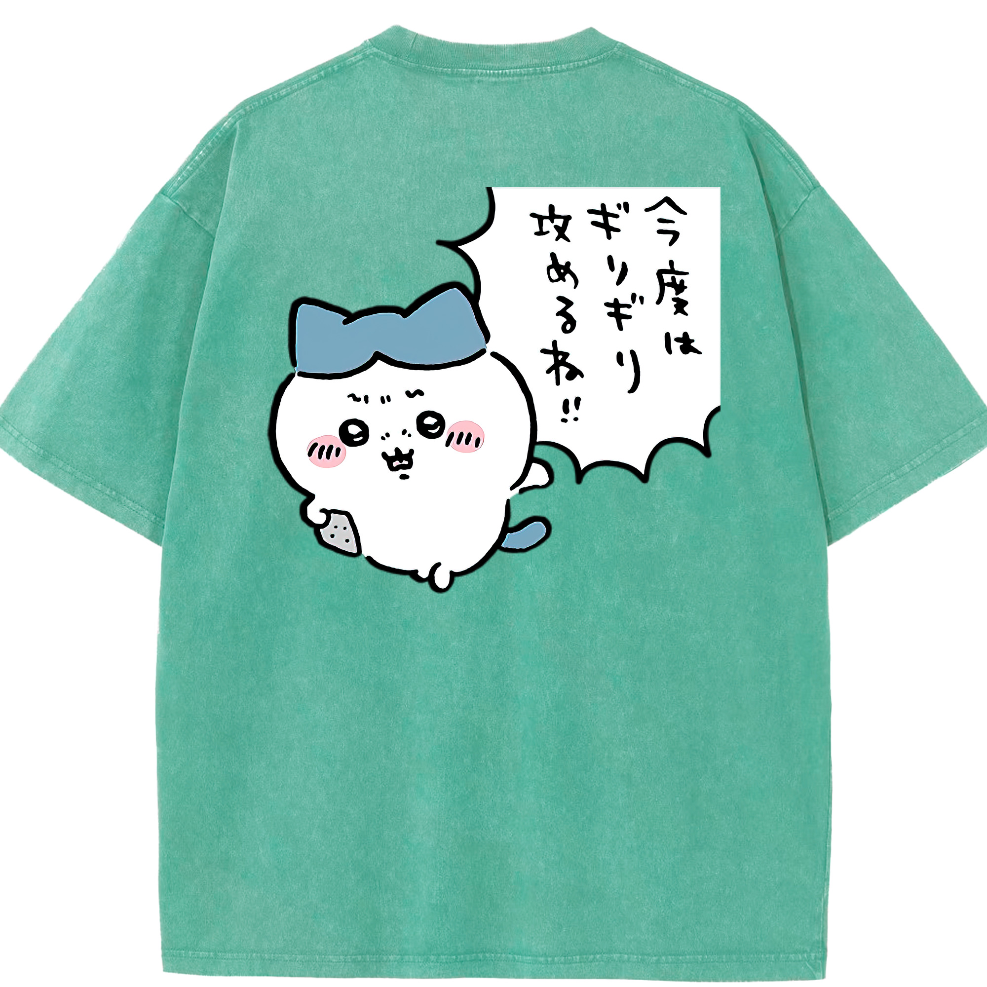 （画像用） ちいかわ ハチワレ Chii-kawa hachiware 綿100% ヴィンテージ風 半袖Tシャツ（背面プリント）